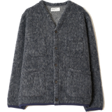 Cárdigan UNIVERSAL WORKS Losso Mohair Mix Navy / Pale Grey — vista frontal, fotografía original sin fondo