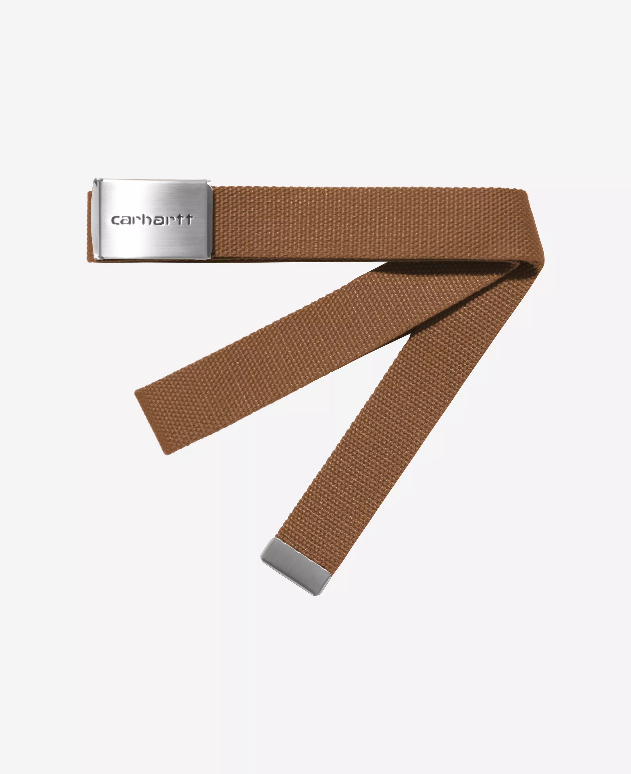 Cinturón CARHARTT WIP Clip Belt Chrome Hamilton Brown