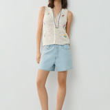 ESE or ESE Elysees Embroidered Ecru Vest 