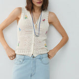 ESE or ESE Elysees Embroidered Ecru Vest 