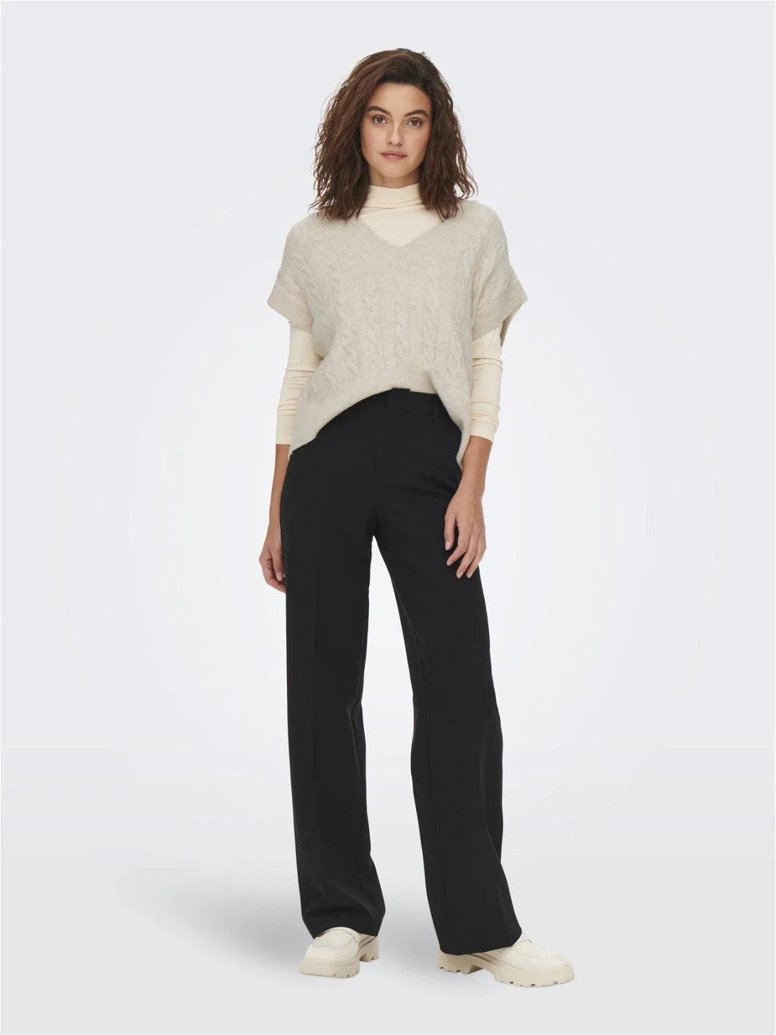 Chaleco ONLY Melody Oatmeal Melange - ECRU