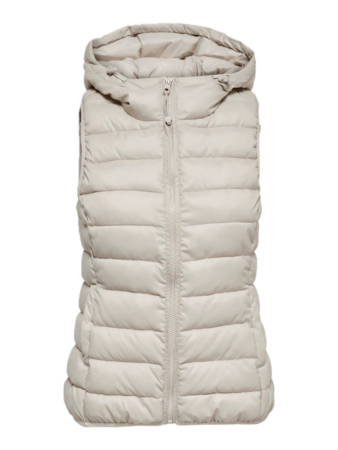 Chaleco ONLY New Tahoe Acolchado Hood Gris Pumice Stone - ECRU