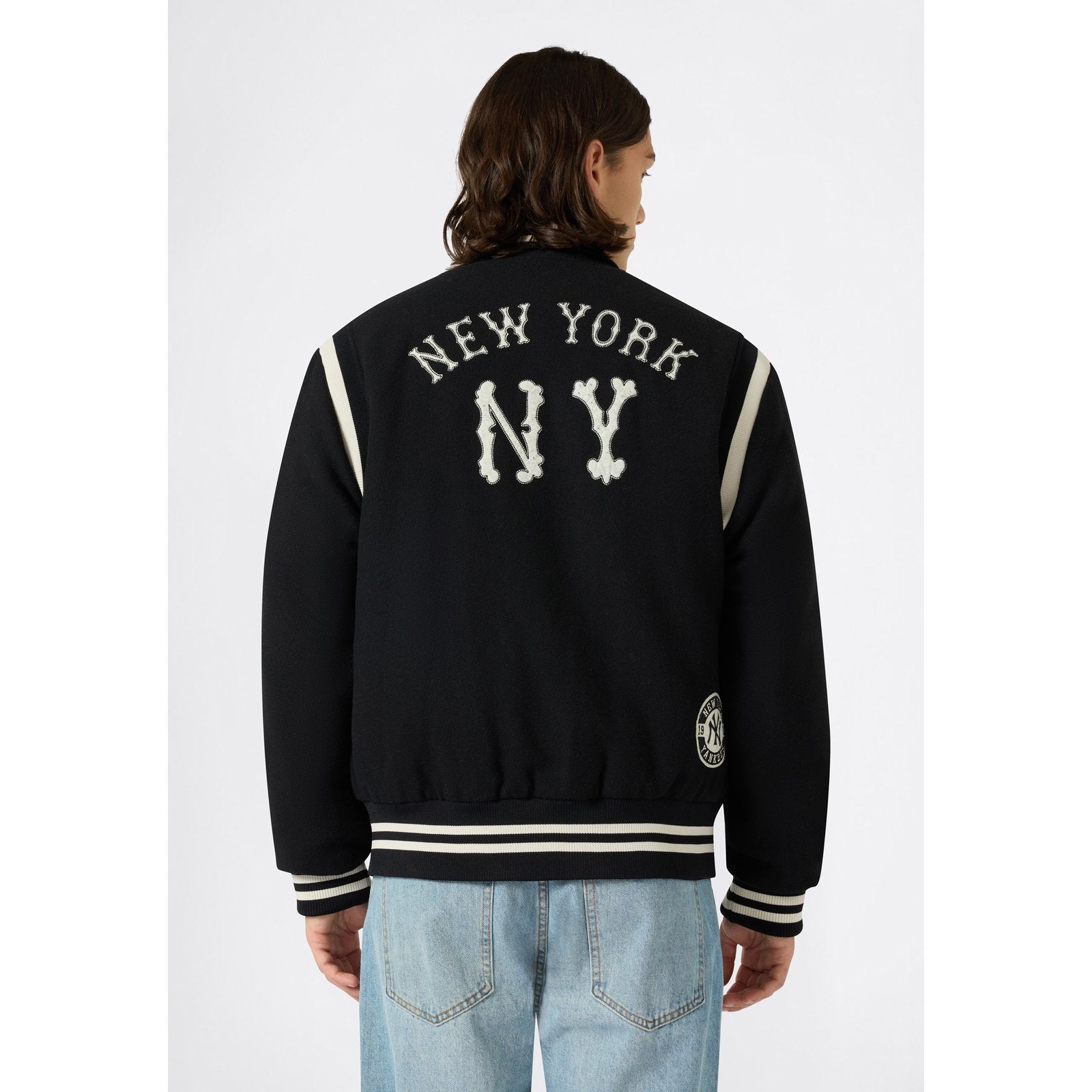Bomber CHAMPION Yankees Black Antique White vista trasera