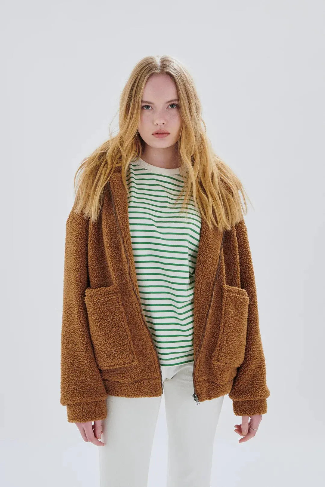 Chaqueta 24colours Marrón de Borreguillo - ECRU