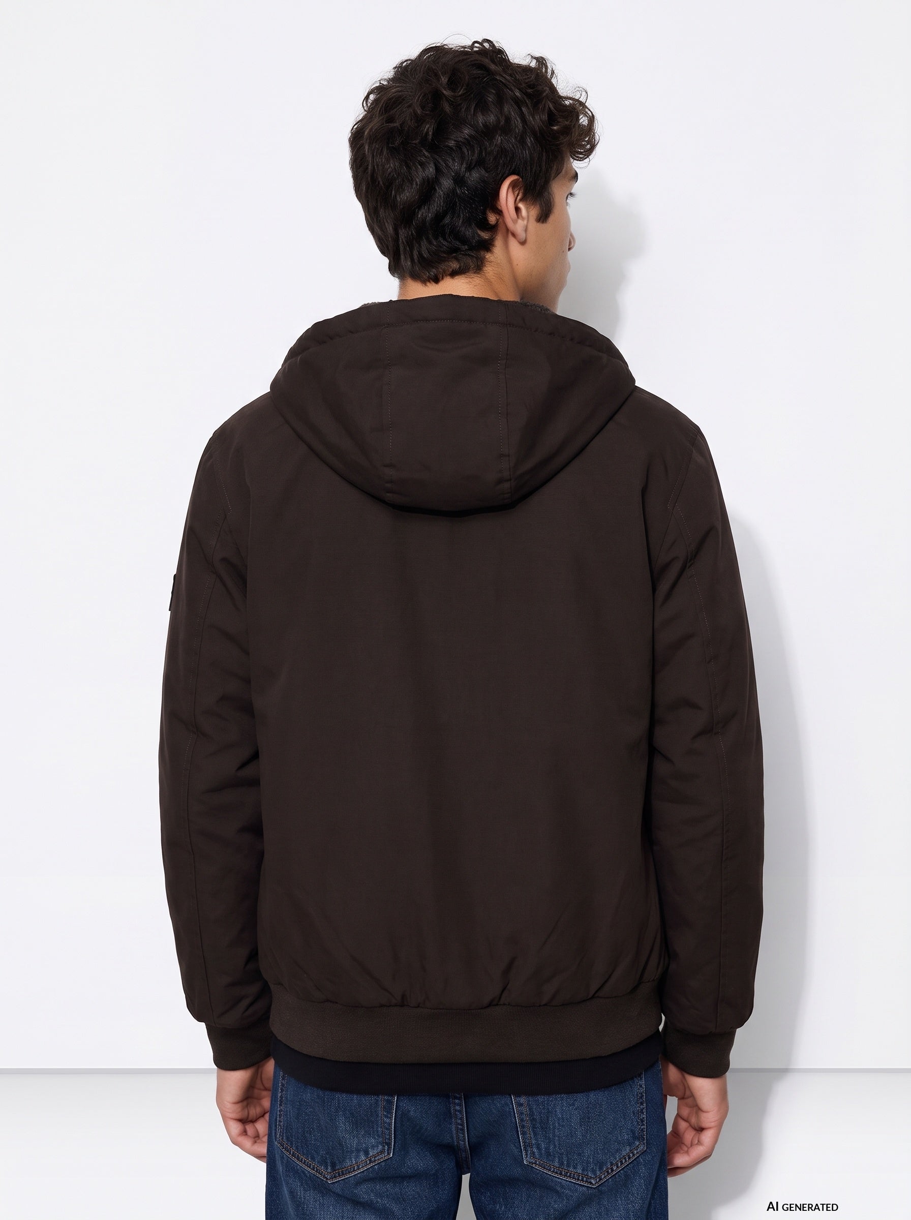 Chaqueta con capucha TIFFOSI Belcher marrón oscuro — espalda con modelo