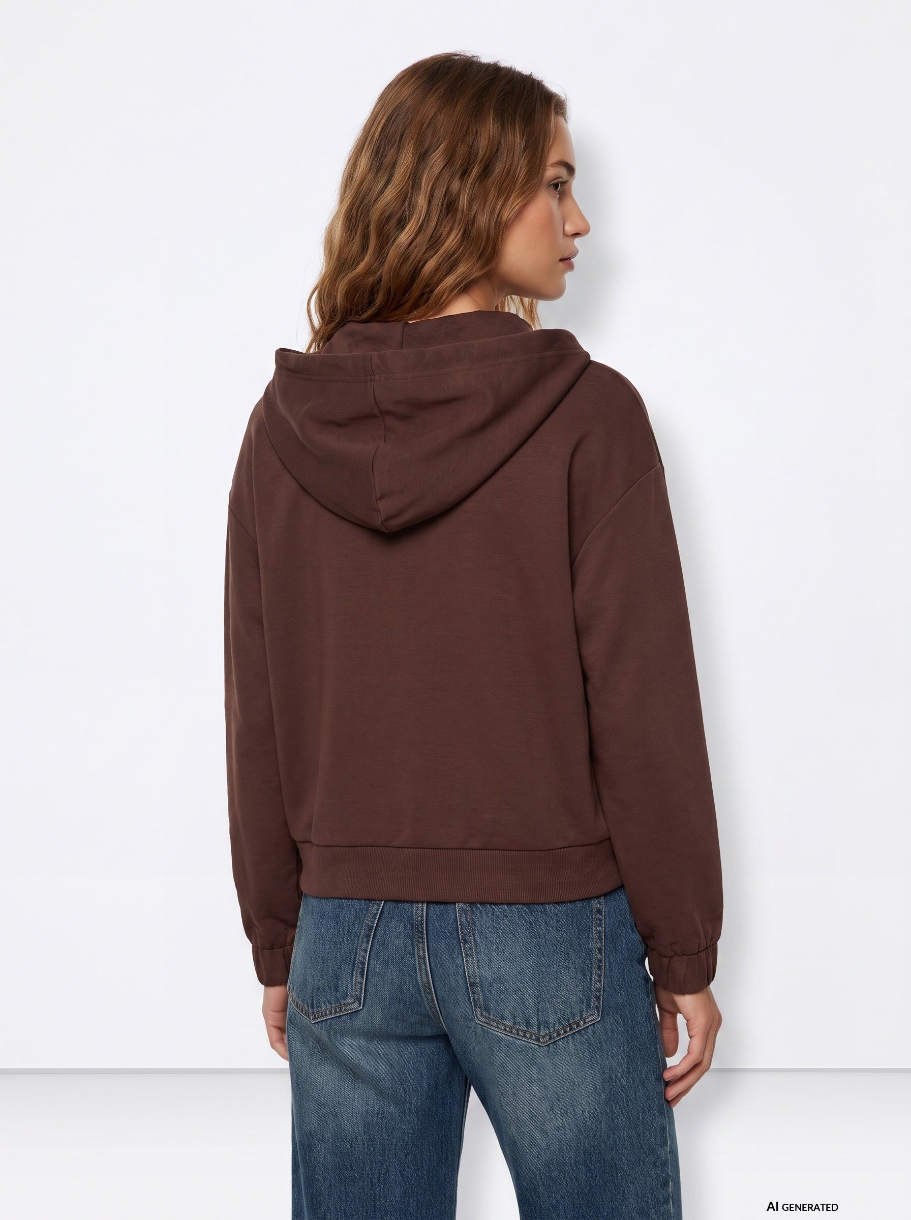 Chaqueta con capucha TIFFOSI Pam marrón — espalda con modelo