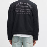 Chaqueta DEUS EX MACHINA Address Workwear negra — espalda con modelo