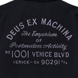Chaqueta DEUS EX MACHINA Address Workwear negra — detalle del bordado de espalda