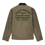 Chaqueta DEUS EX MACHINA Address Workwear verde oliva — flat de espalda