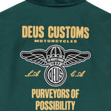 Chaqueta DEUS EX MACHINA Cutaway Racing Green — detalle de los bordados de espalda