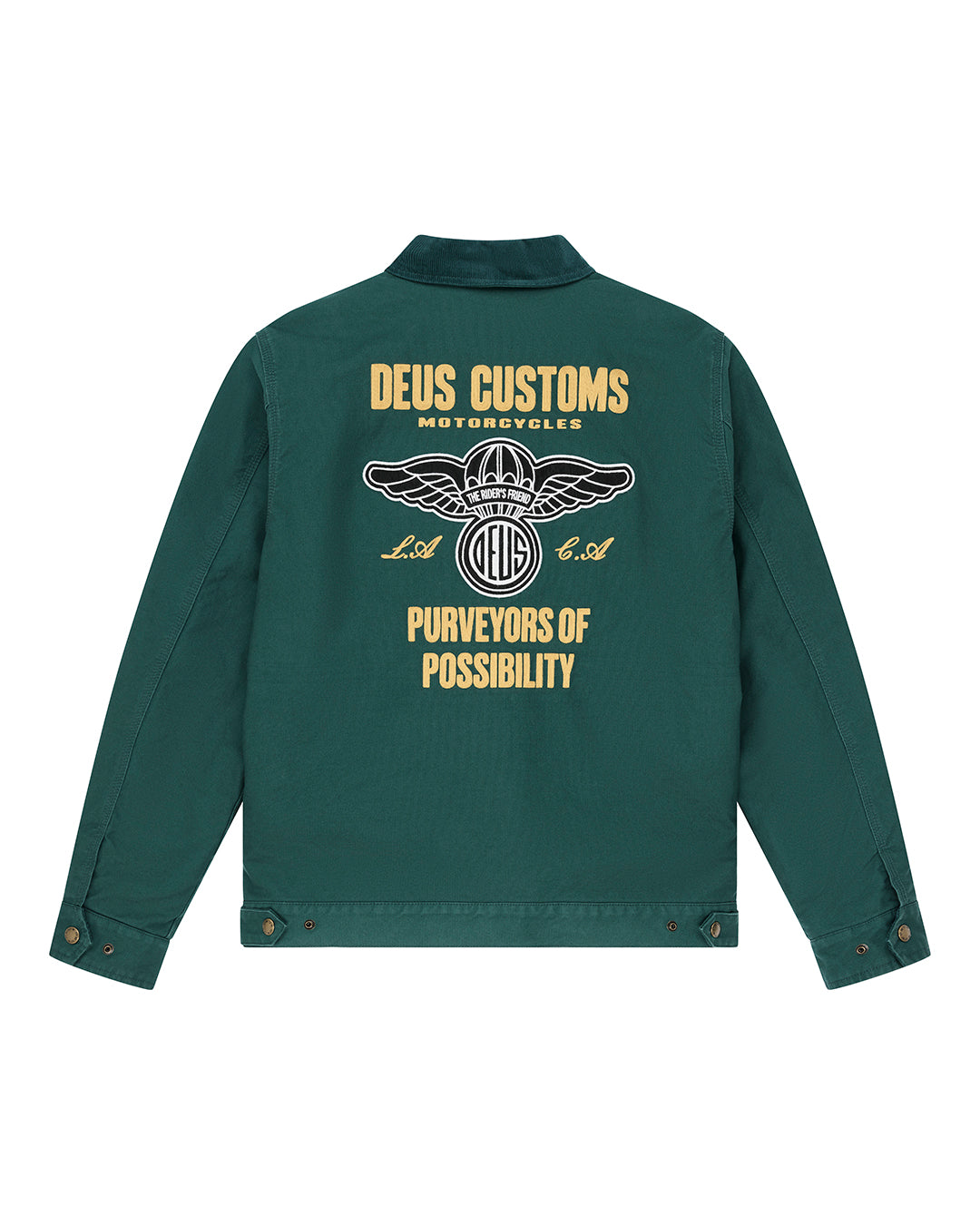 Chaqueta DEUS EX MACHINA Cutaway Racing Green — flat de espalda