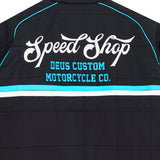 Chaqueta DEUS EX MACHINA Trife Life negra — detalle del bordado posterior