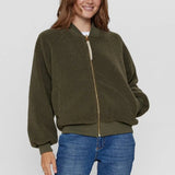 Chaqueta Nümph Bomber Nuetera Reversible Ivy Green - ECRU