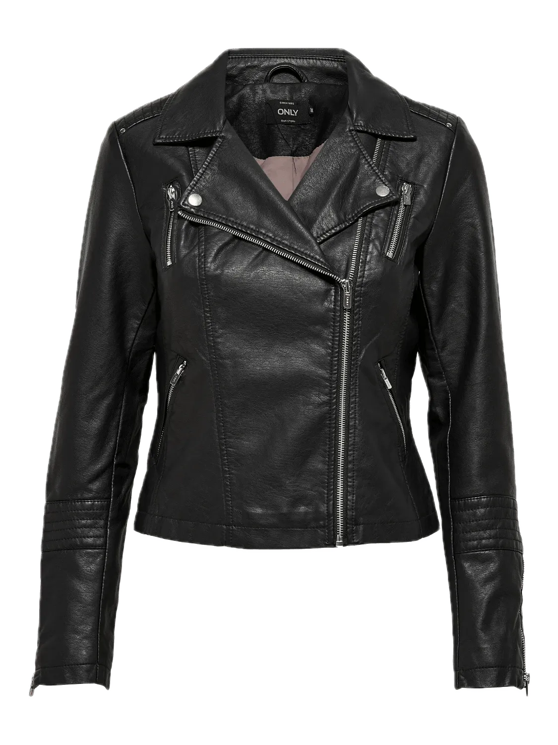 Chaqueta ONLY Gemma Biker Cuero Sintético Black - ECRU