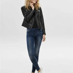 Chaqueta ONLY Gemma Biker Cuero Sintético Black - ECRU