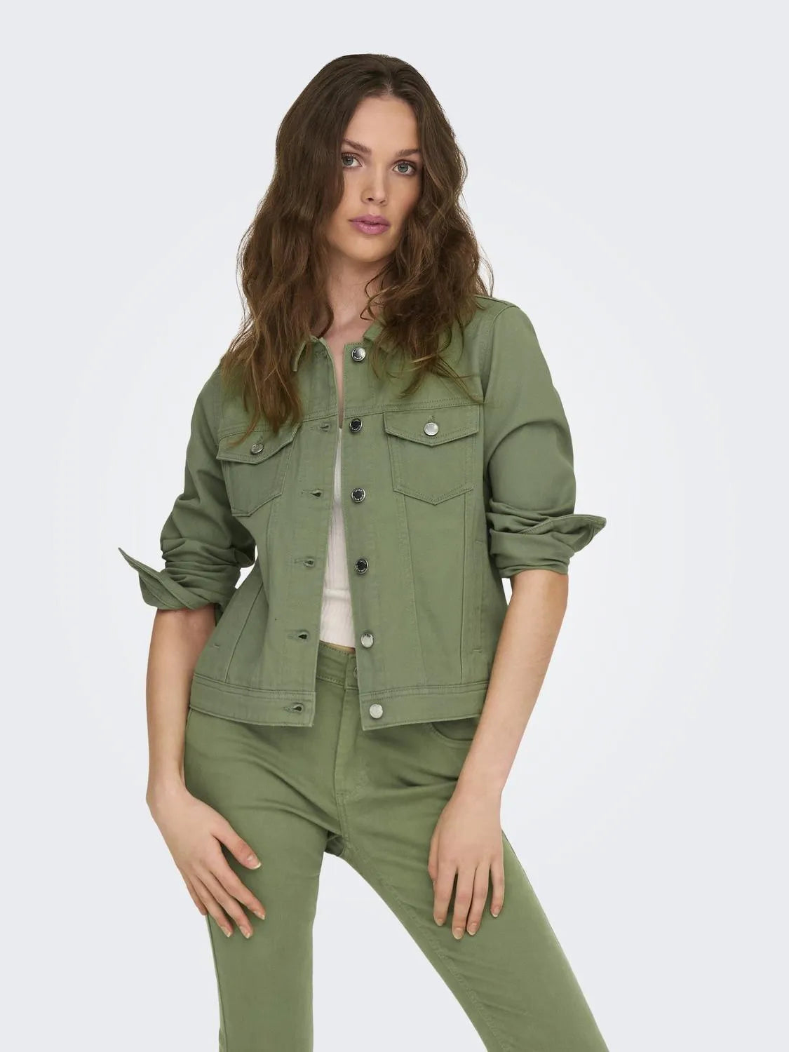 Chaqueta ONLY Tia Oil Green - ECRU