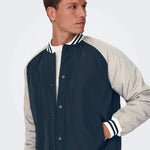 Chaqueta Only&Sons Chris Cuello Béisbol Dark Navy - ECRU