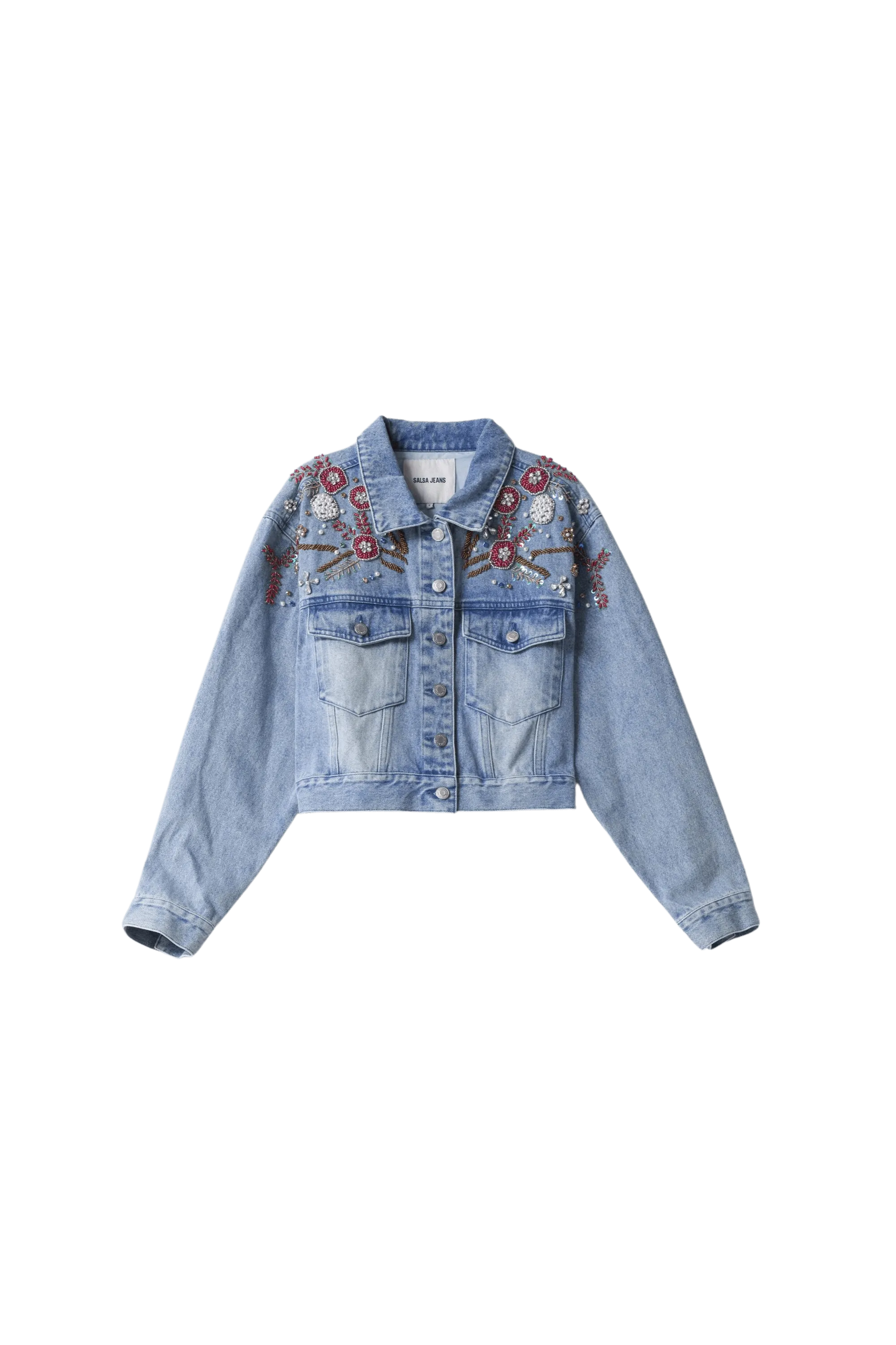 Chaqueta Salsa Jeans Vaquera con Detalles Bordados - ECRU