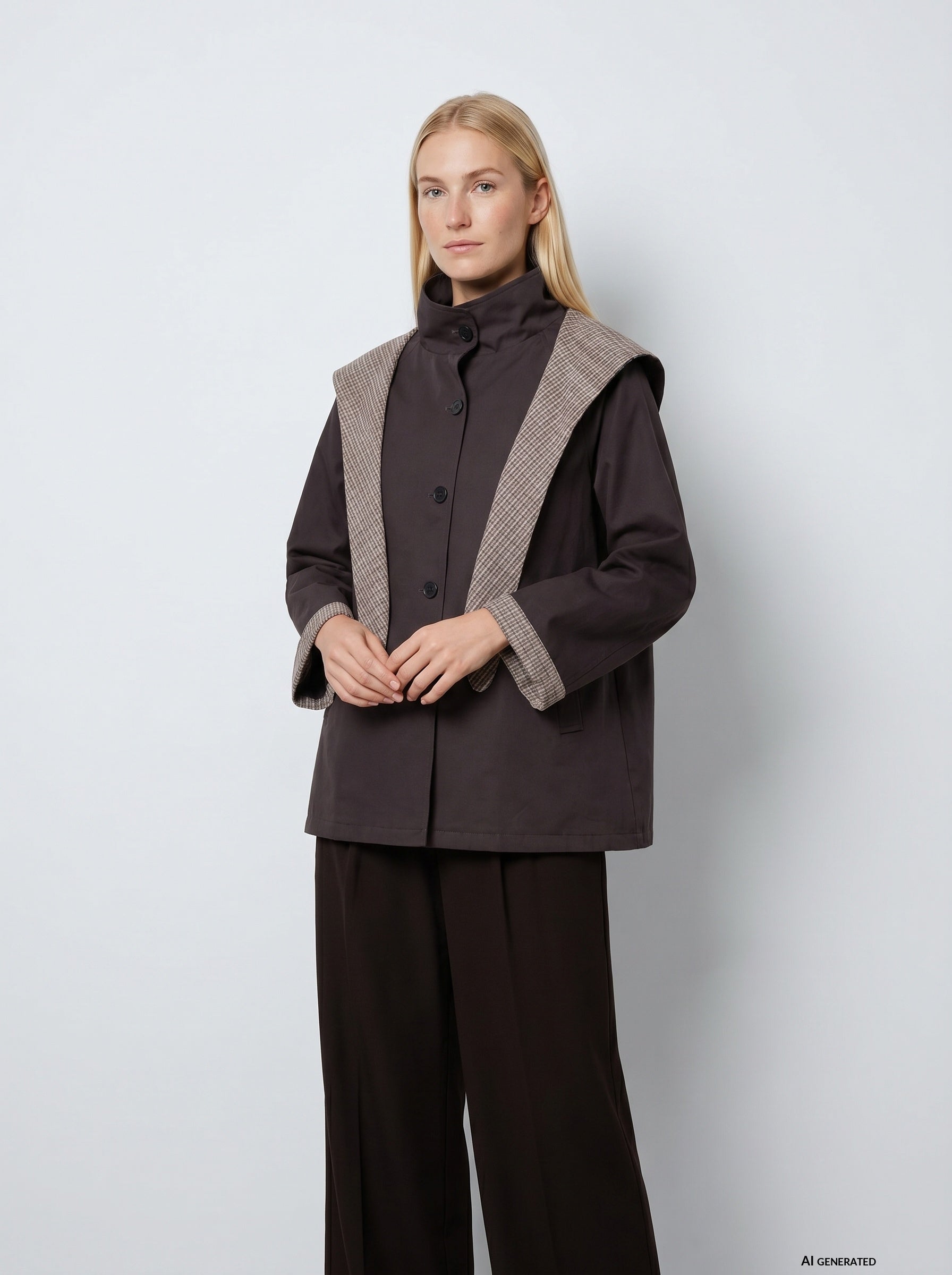 Chaqueta TIFFOSI Highlands gris roca, modelo frontal