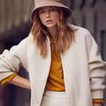 Chaqueta Yerse Bomber Lana Hervida Cruda - ECRU