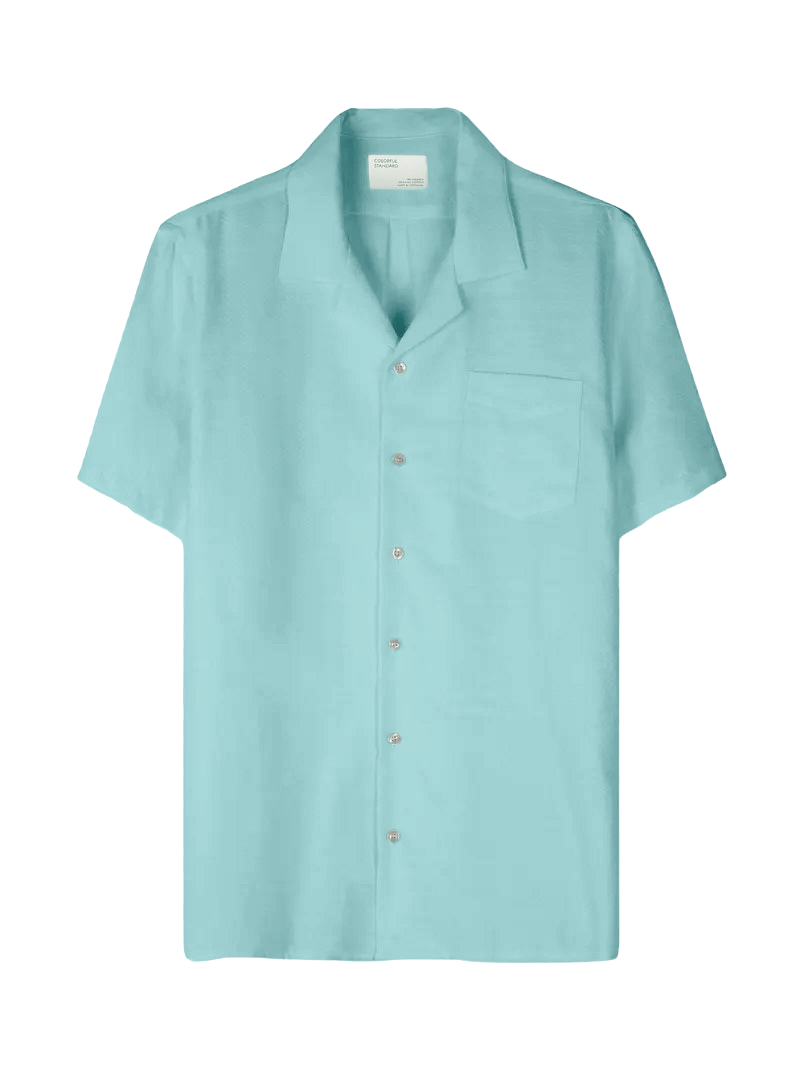 Camisa Colorful Standard Lino Teal Blue