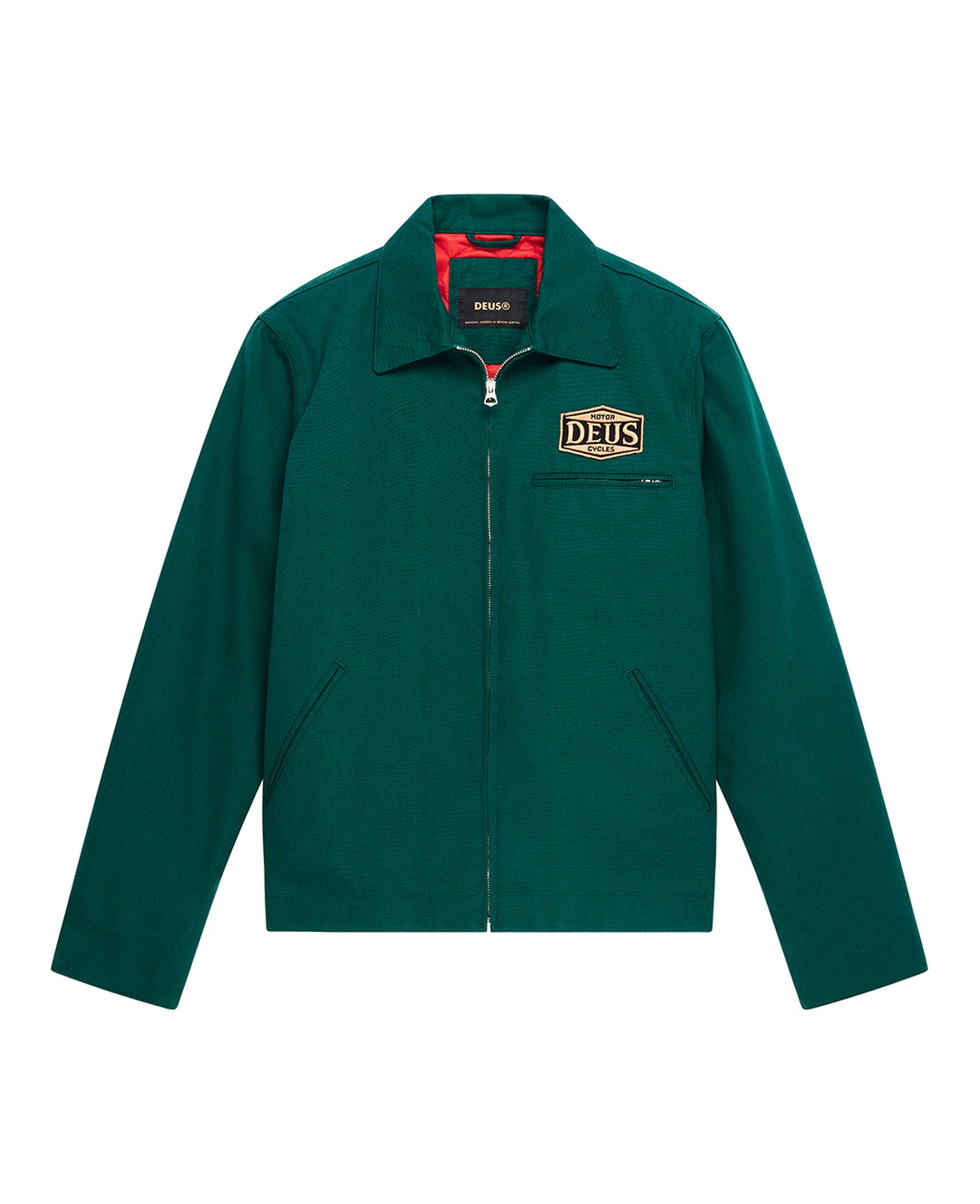 Chaqueta DEUS EX MACHINA Earls Work Racing Green — fotografía oficial frontal