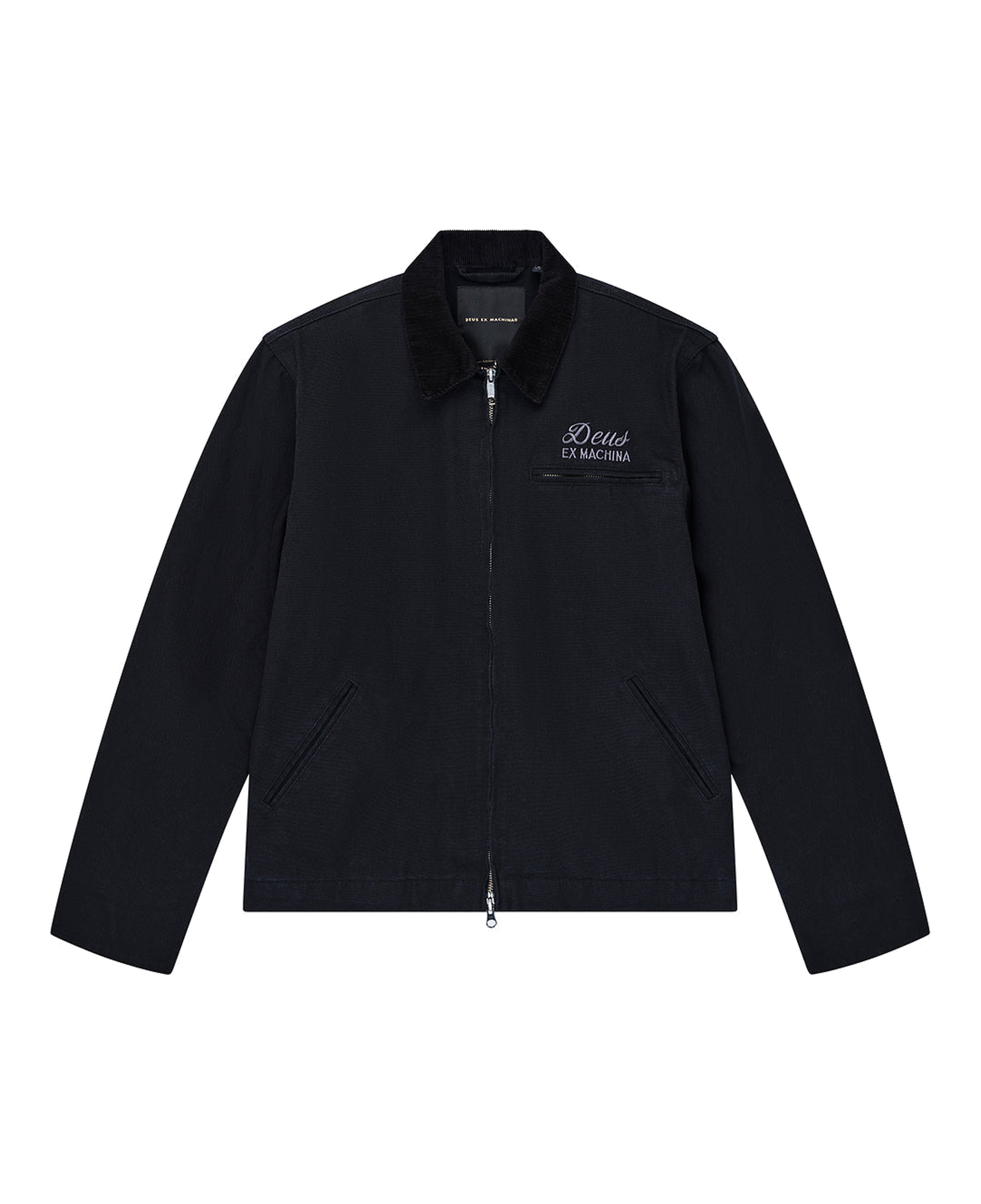 Chaqueta DEUS EX MACHINA Address Workwear negra — fotografía oficial frontal