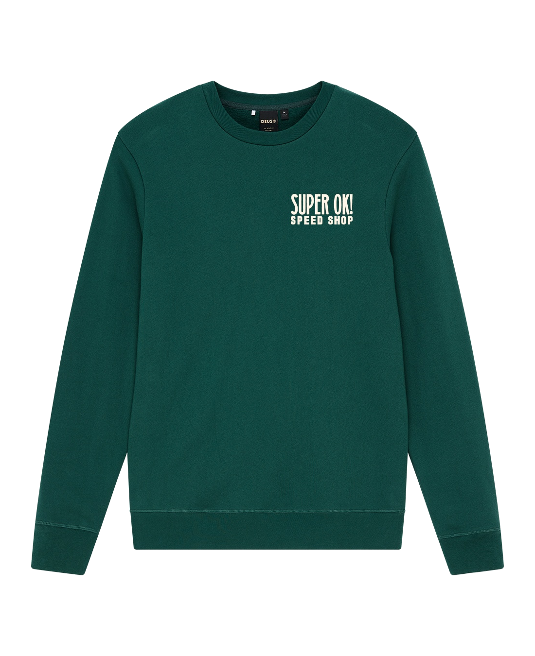 Sudadera Deus Ex Machina Chessboxin Crew Racing Green - flat
