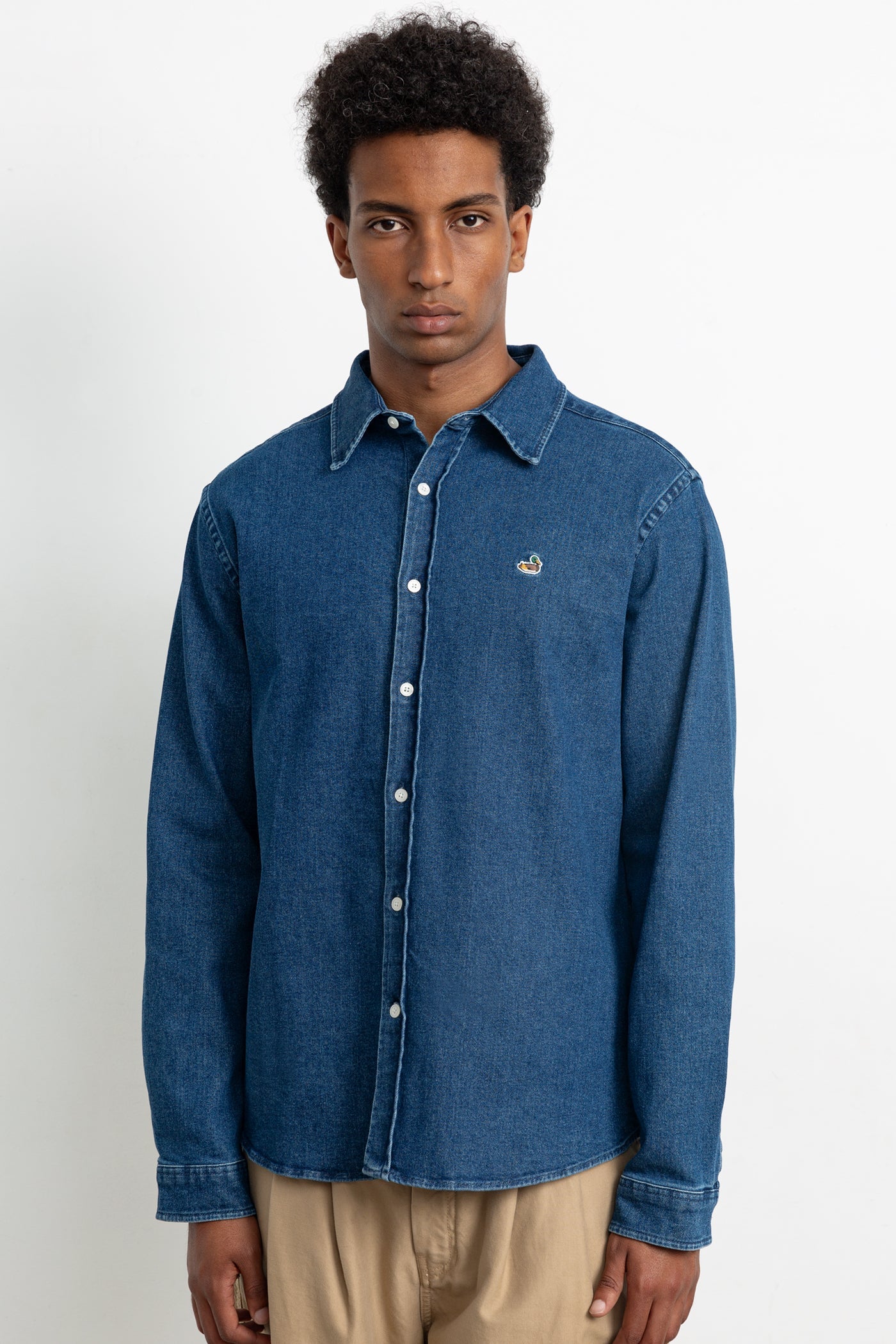 EDMMOND STUDIOS Duck Denim Shirt Stone Wash - detalle