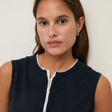 Top YERSE Flax Cuello Panadero Navy