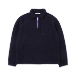 Sudadera polar Edmmond Studios Unconventional Zip Logo azul marino, vista frontal con media cremallera morada