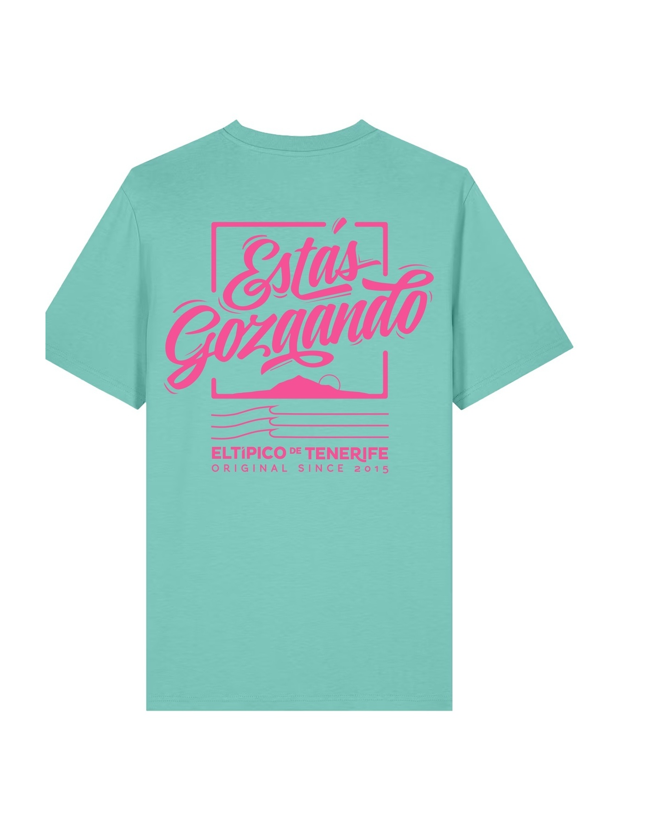 Camiseta El Típico de Tenerife Estás Gozando Pool Blue, vista trasera
