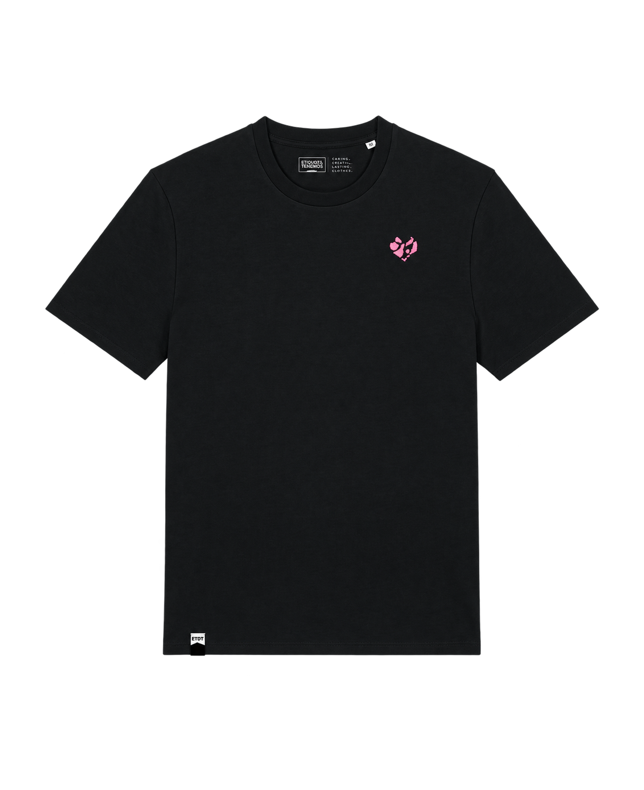 Camiseta El Típico de Tenerife Ocho Islas One Heart negra, vista frontal