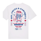 Camiseta El Típico de Tenerife Sol Chuzo y Garimbita blanca, vista trasera