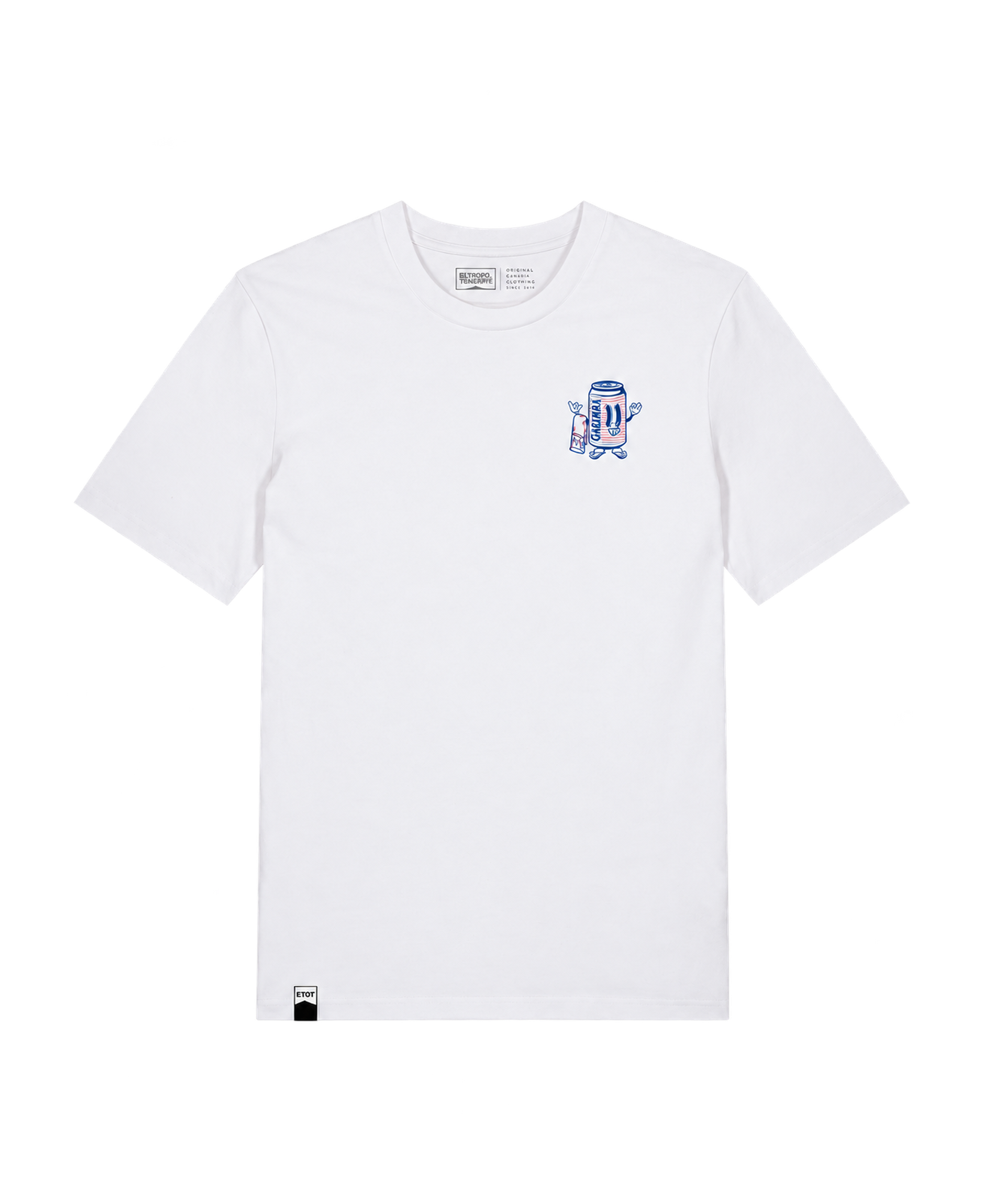 Camiseta El Típico de Tenerife Sol Chuzo y Garimbita blanca, vista frontal