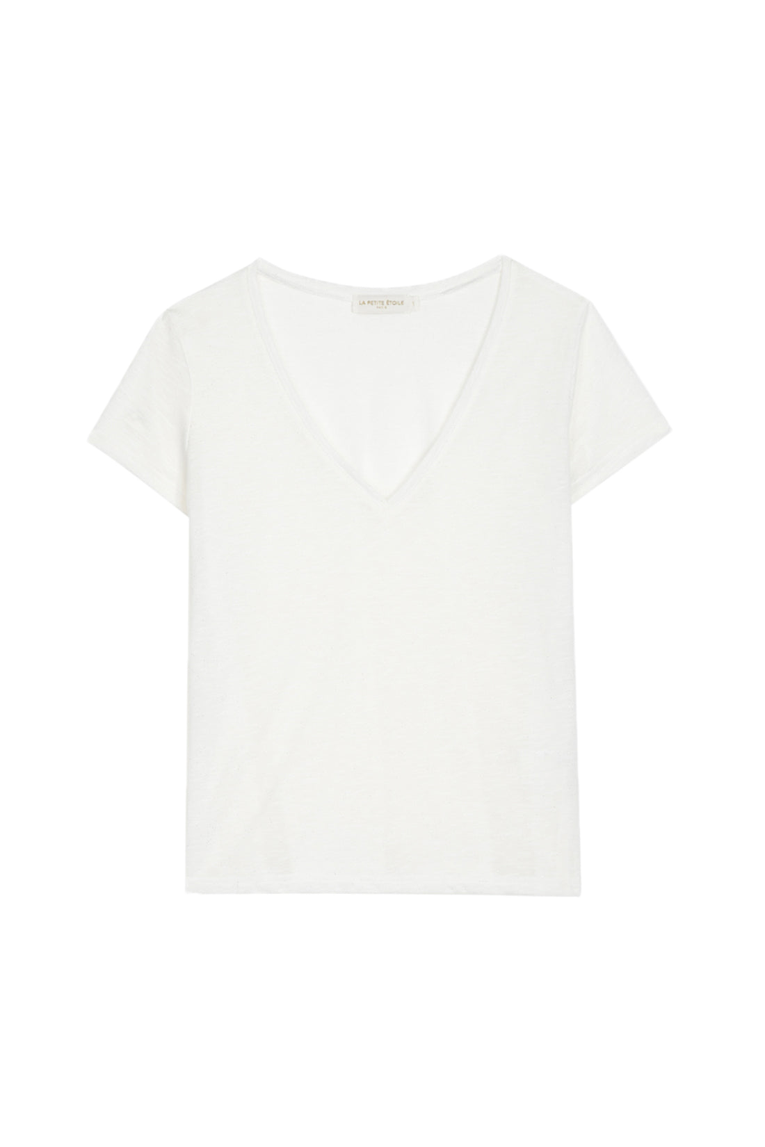 La Petite Étoile Elvie Weißes T-Shirt mit V-Ausschnitt