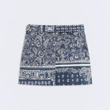 Falda ESE O ESE Cassis Estampado Paisley Navy