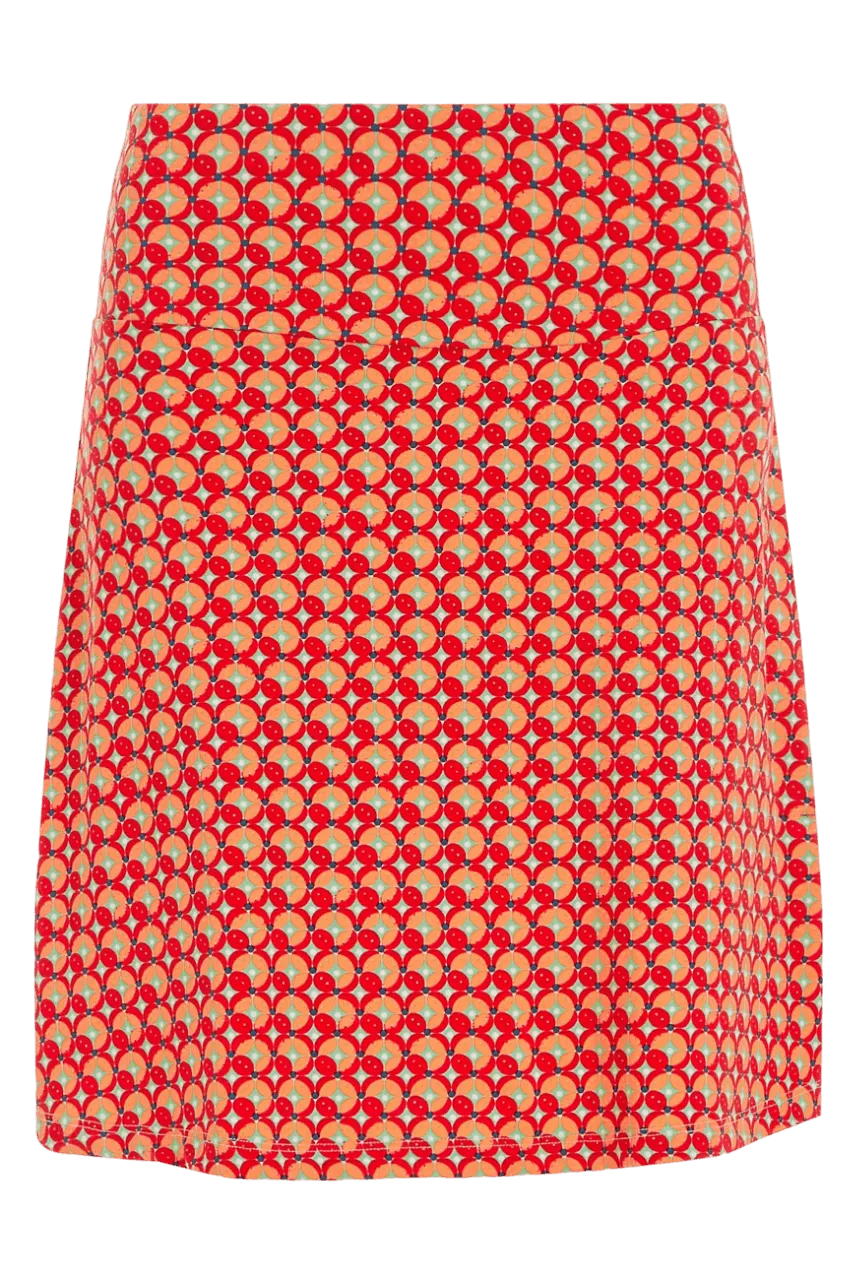 Falda King Louie Border Rowe Fiery Red - ECRU