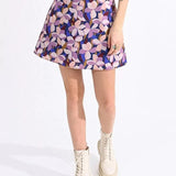 Falda Molly Bracken Corta con Estampado Floral - ECRU