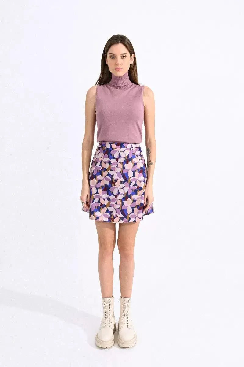 Falda Molly Bracken Corta con Estampado Floral - ECRU