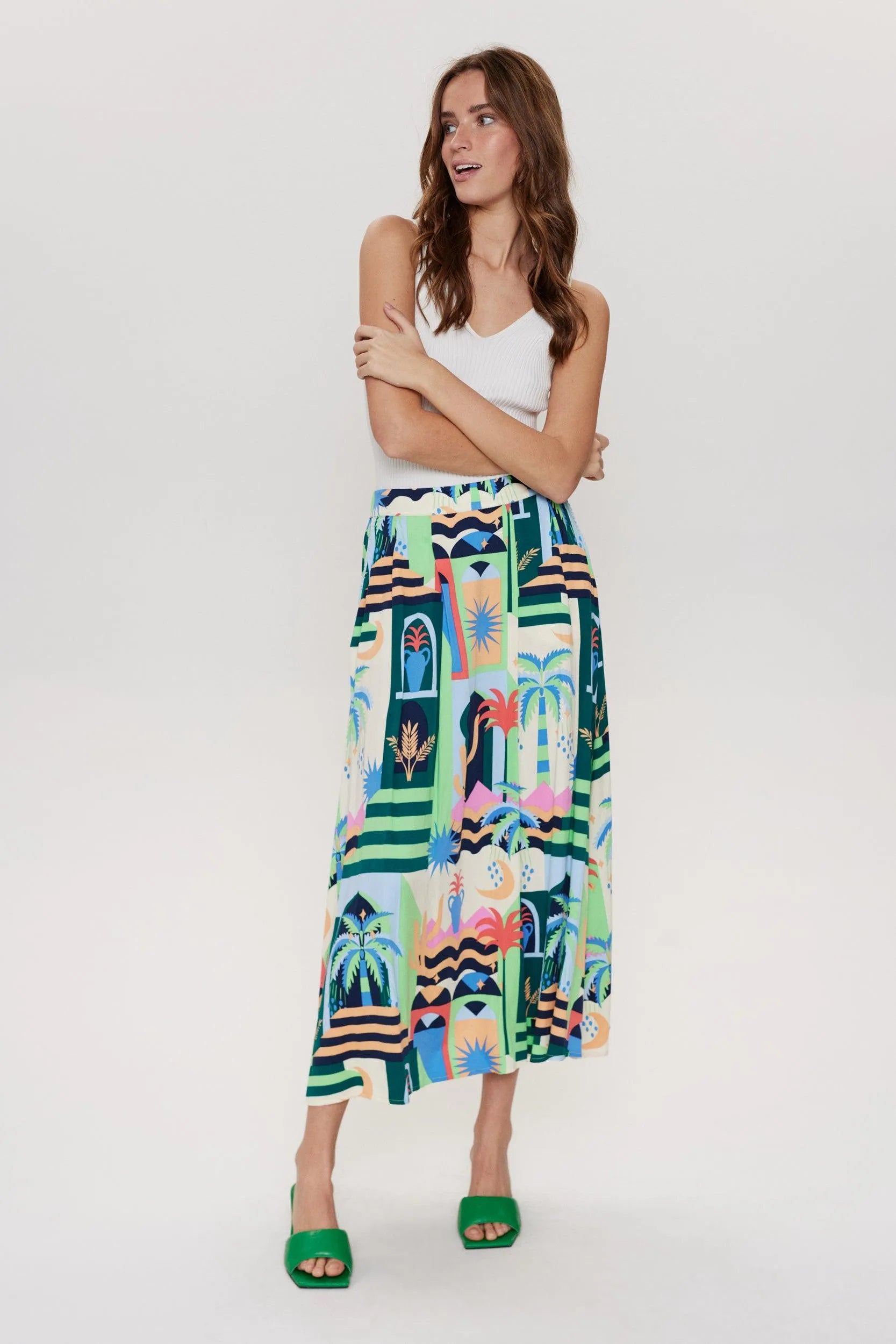 Falda Nümph Nugabriella Summer Green - ECRU