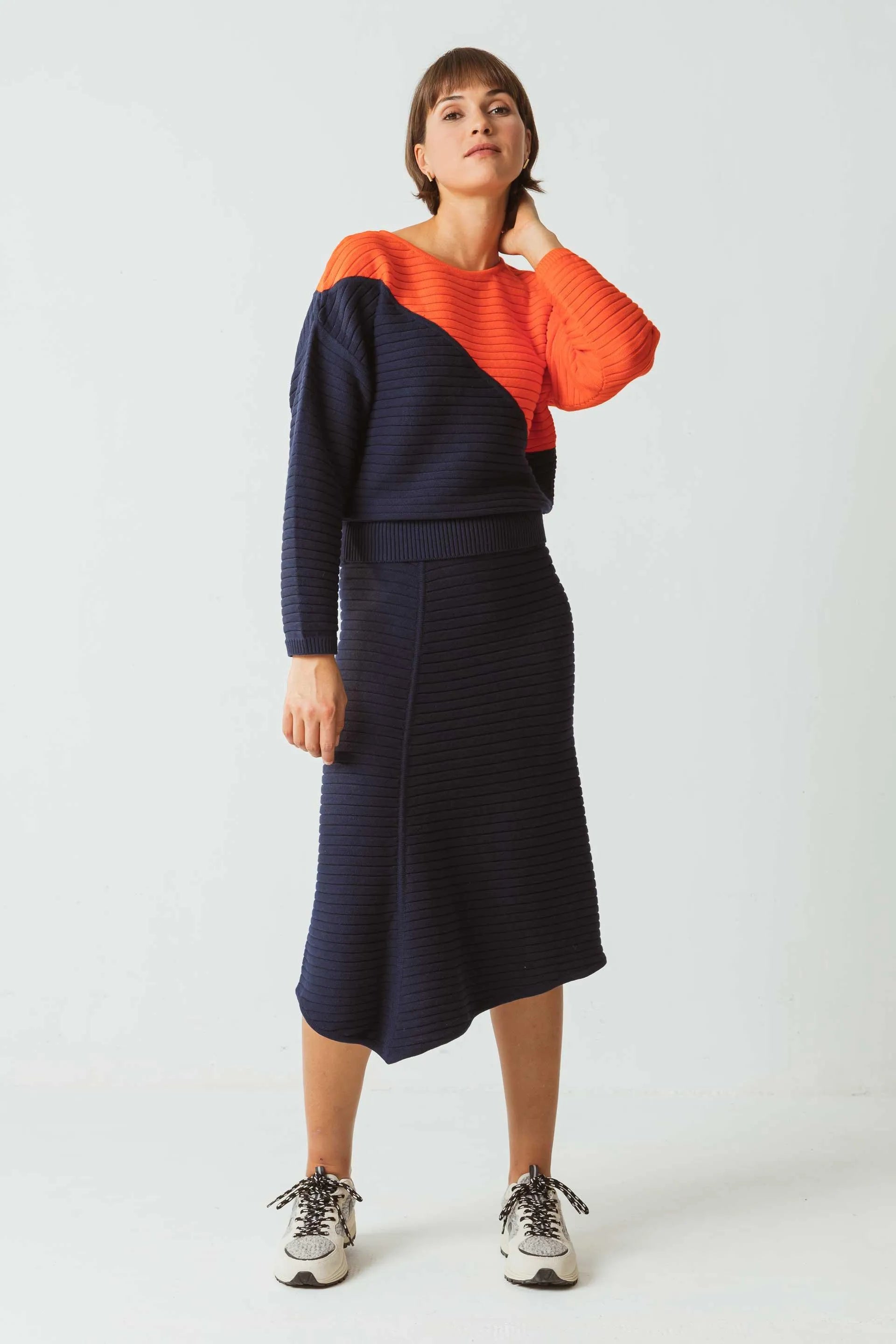 Falda SKFK Auria Azul Marino - ECRU