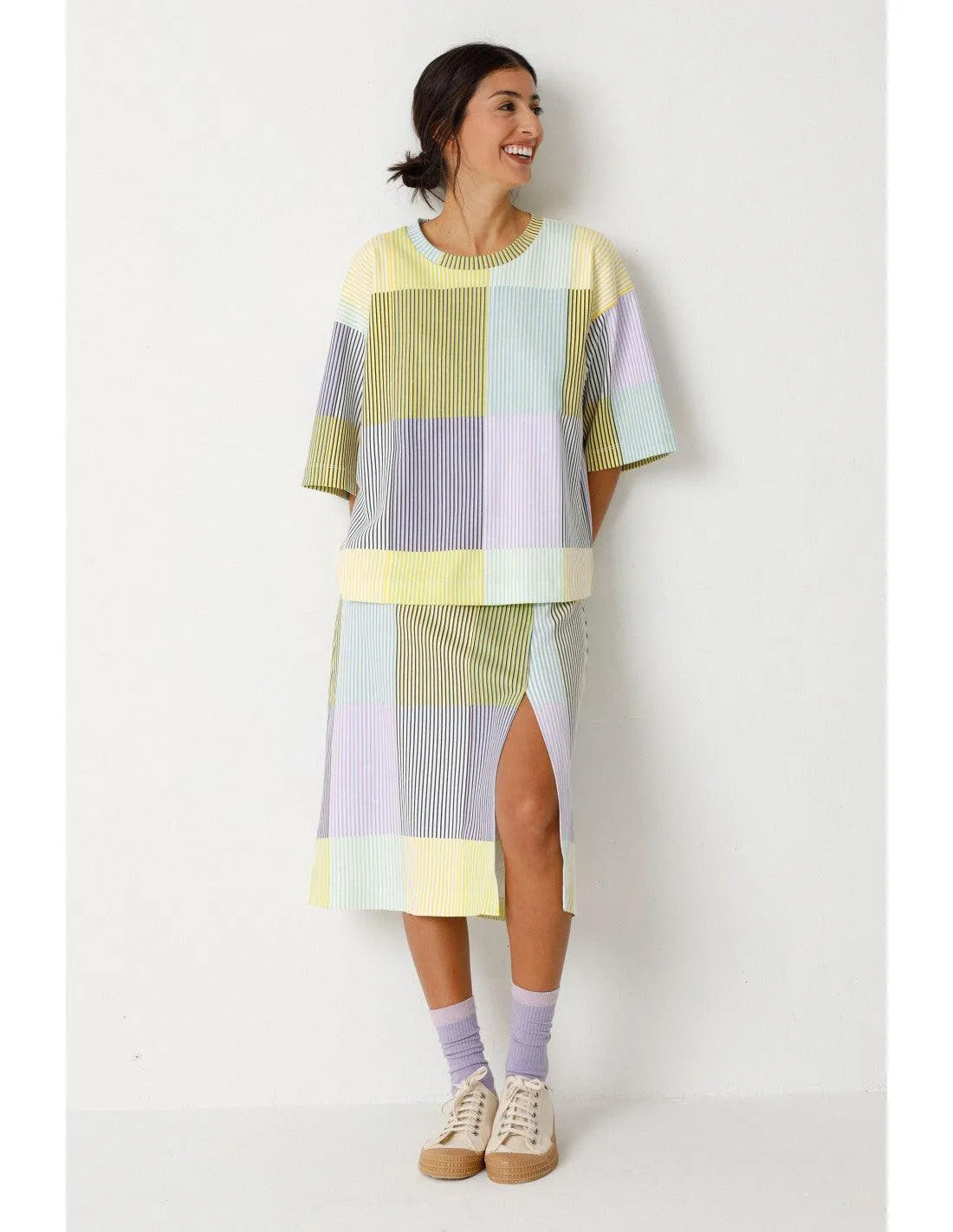 Falda SKFK Baiza Plaid - ECRU