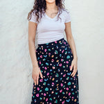 Falda Sugarhill Duska Jersey Black Paintbox Leopard - ECRU