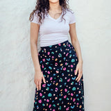 Falda Sugarhill Duska Jersey Black Paintbox Leopard - ECRU