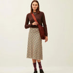 Falda Xantik Midi Off White Geometric Lines - ECRU