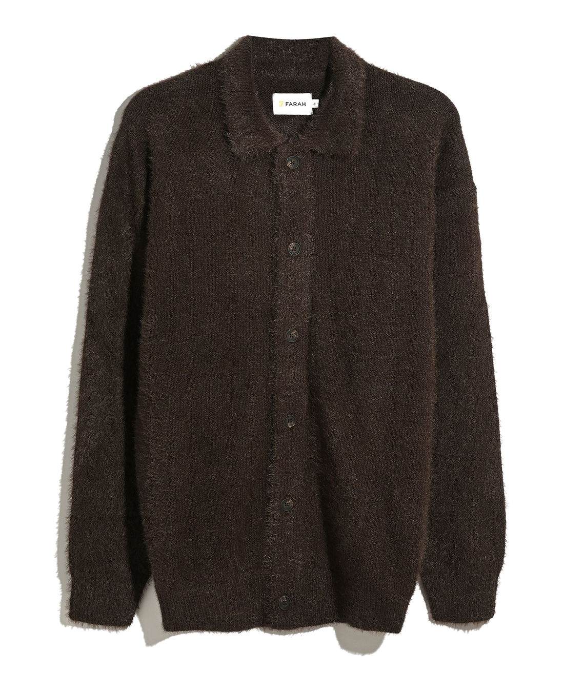 Cárdigan FARAH Harman Dark Brown, flat frontal transparente 22x27