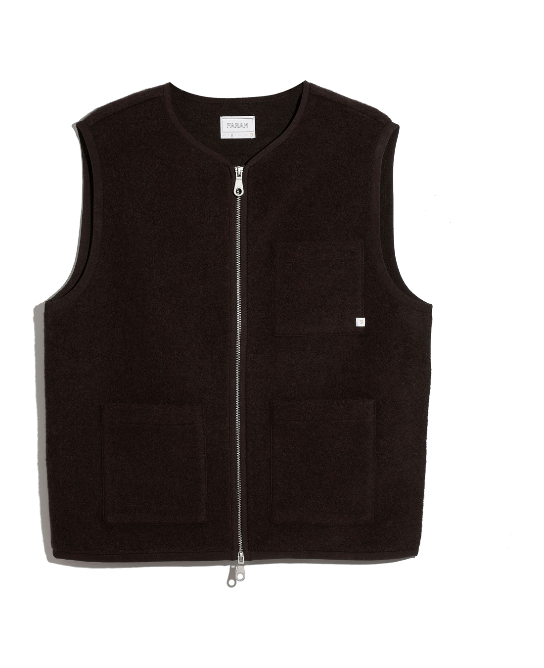 Chaleco FARAH Myles Dark Brown, flat frontal transparente 22x27