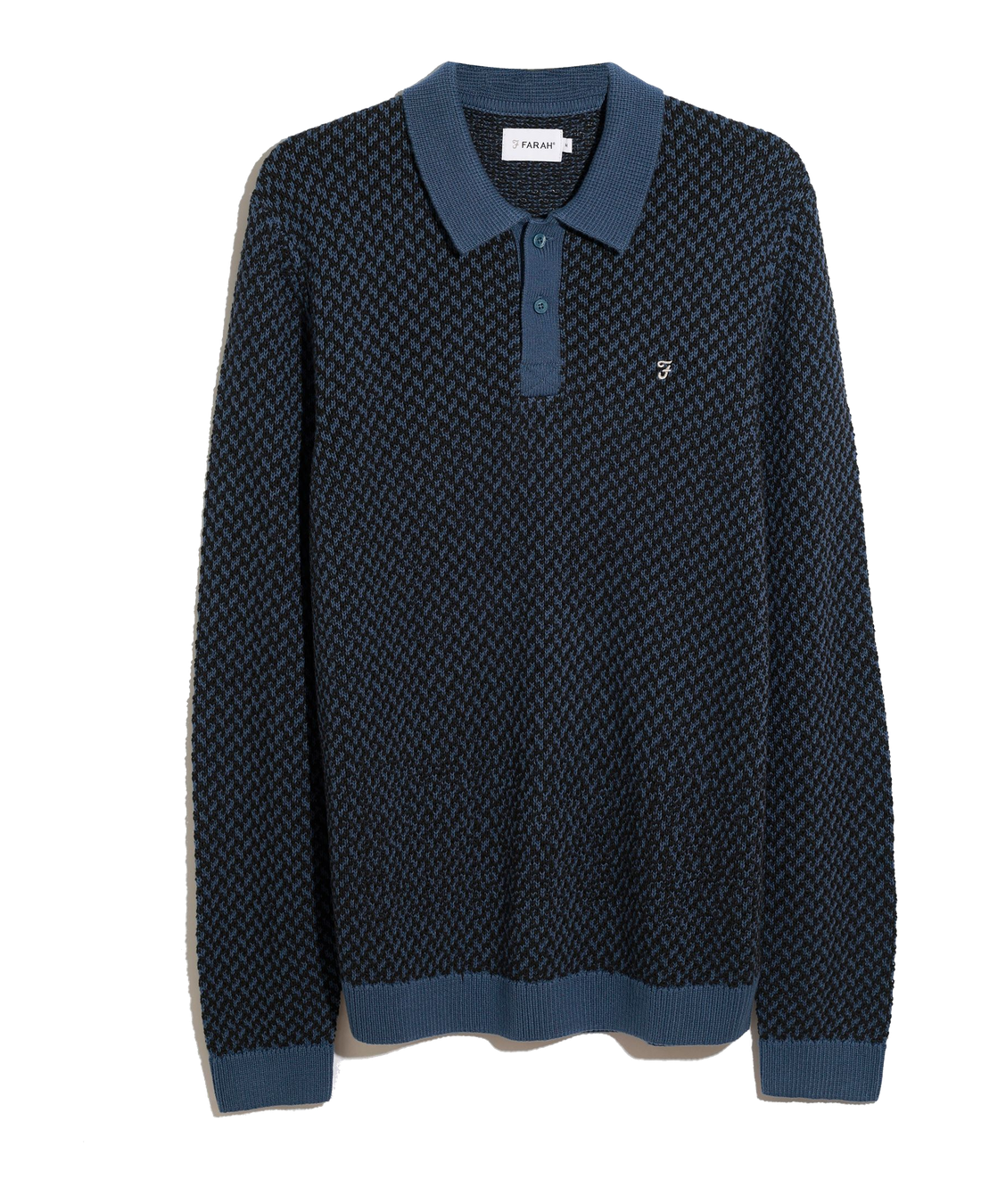 Polo FARAH Whitfield Prussian Blue, flat frontal transparente 22x27