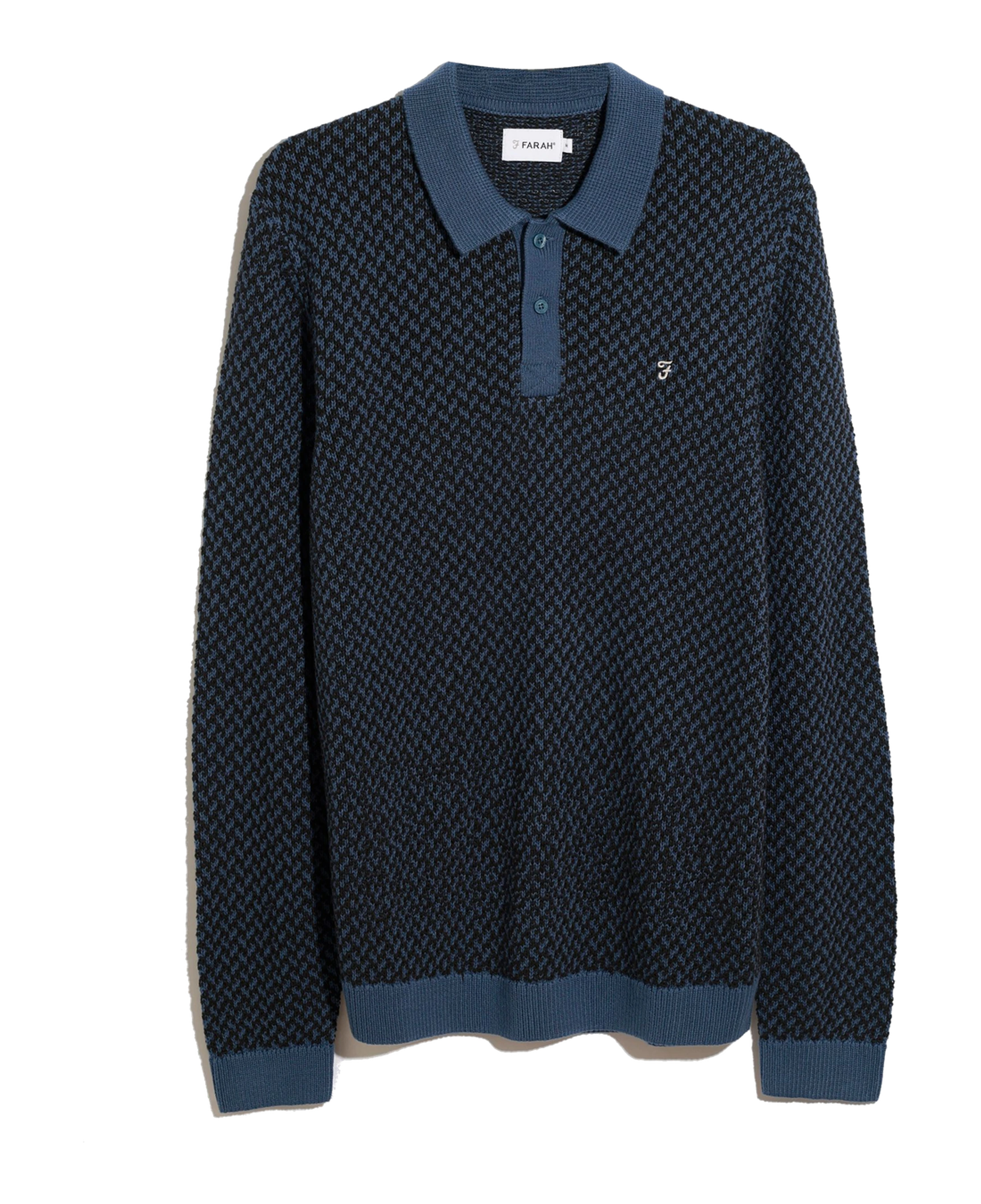 Polo de punto Farah Whitfield Prussian Blue - flat frontal